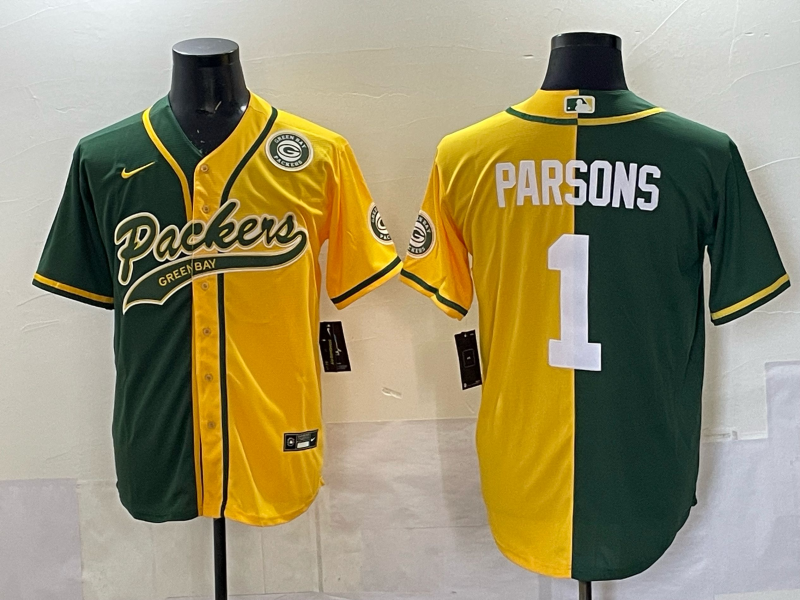 Men Green Bay Packers #1 Parsons yellow green Nike NFL 2025 jersey 02